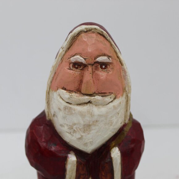 Vintage Folk Art Ole St. Nick Hand Carved & Painted Signed - Picture 2 of 7